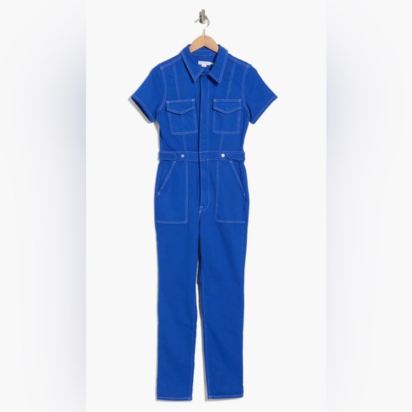 NWT Cotton Twill Stretch Blue Jumpsuit - Picture 4 of 6